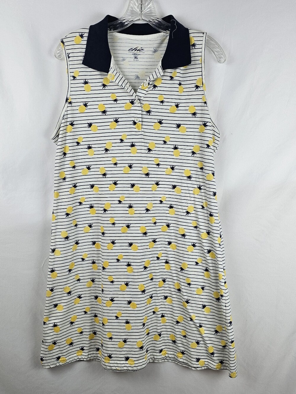 Chic Sleeveless Polo Dress Women's Xl Pineapple Resort Vaction Cruise Beach